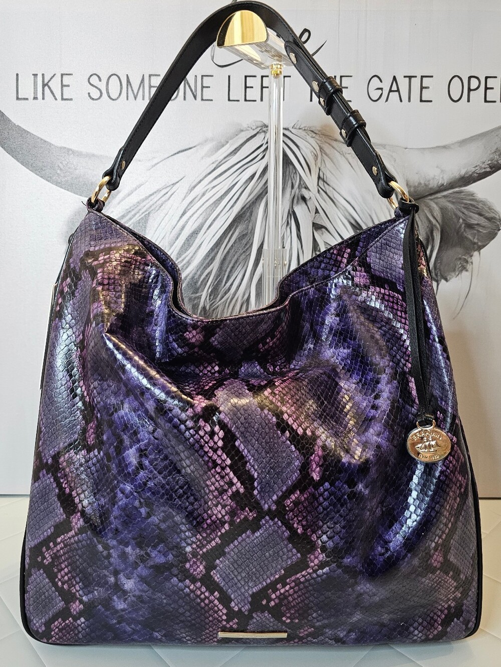 Brahmin Isabella Purple Potion Winterlight Snakeskin Leather Hobo Bag NWT RARE